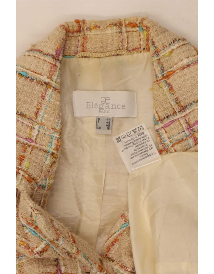 Elegance Dame 6 Button Blazer Jacket UK 18 XL Beige ternet bomuld