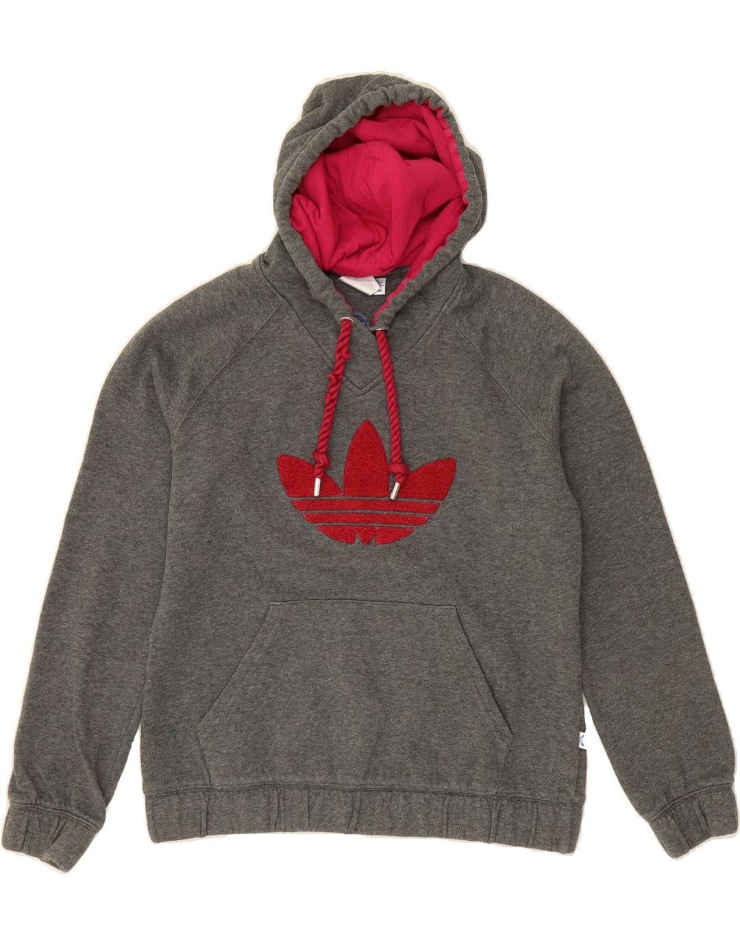 ADIDAS Womens Graphic Hoodie Jumper IT 44 Medium Grey Cotton Vintage Adidas and Second-Hand Adidas from Messina Hembry 