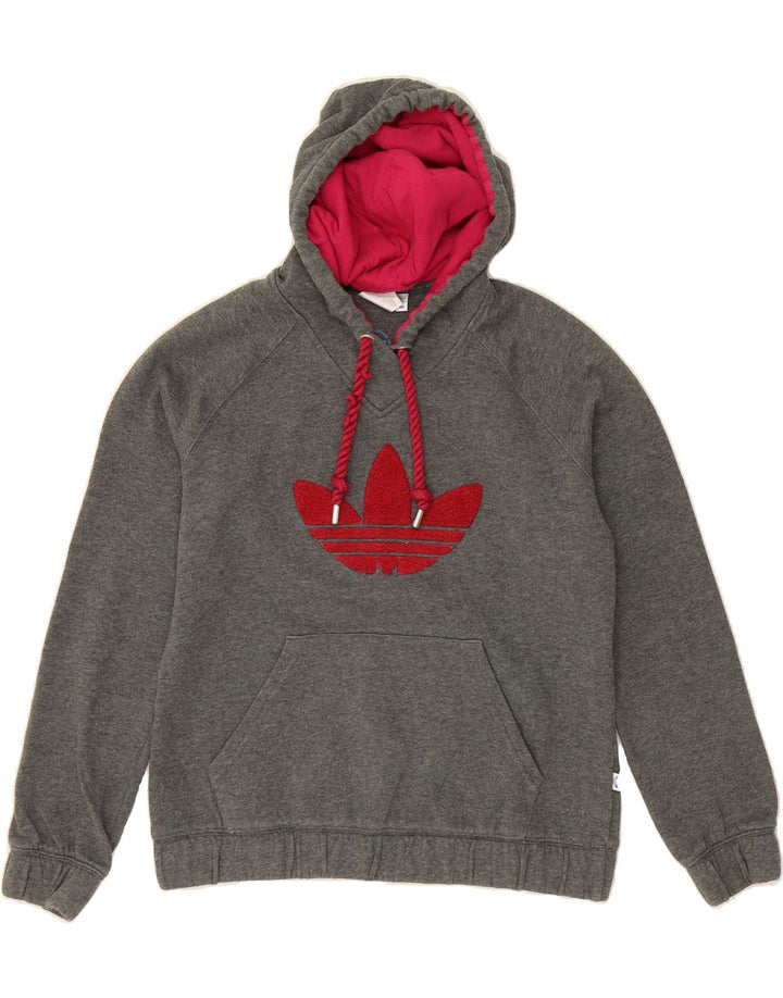ADIDAS Womens Graphic Hoodie Jumper IT 44 Medium Grey Cotton Vintage Adidas and Second-Hand Adidas from Messina Hembry 