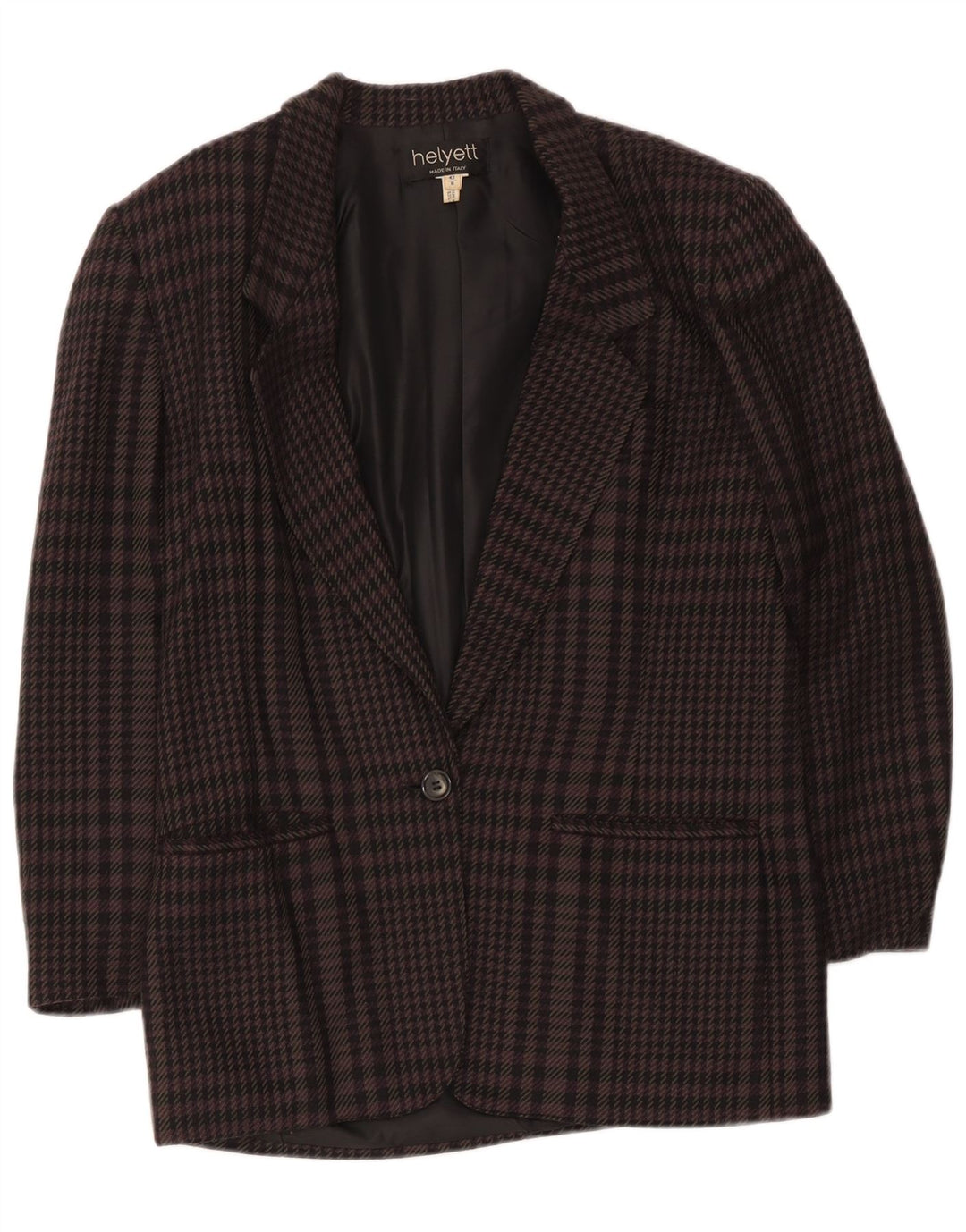 Helyett Dame 1-knaps blazerjakke IT 42 Medium Brown Houndstooth Uld