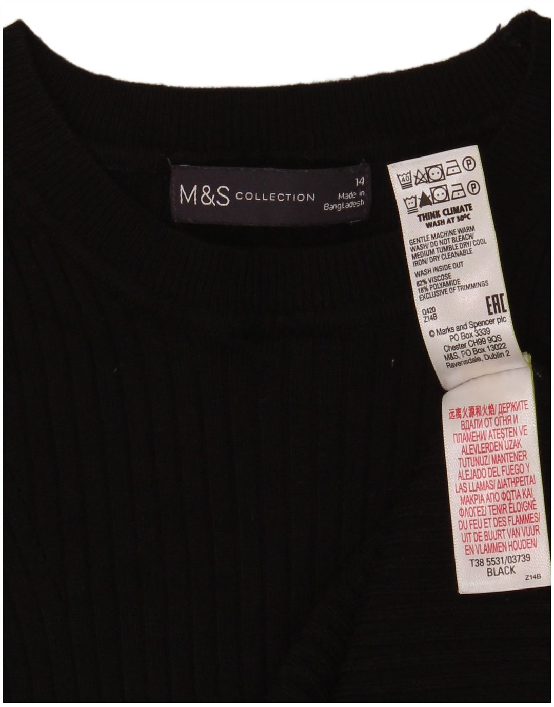 Marks & Spencer Dame Boat Neck Jumper Sweater UK 14 Medium Black