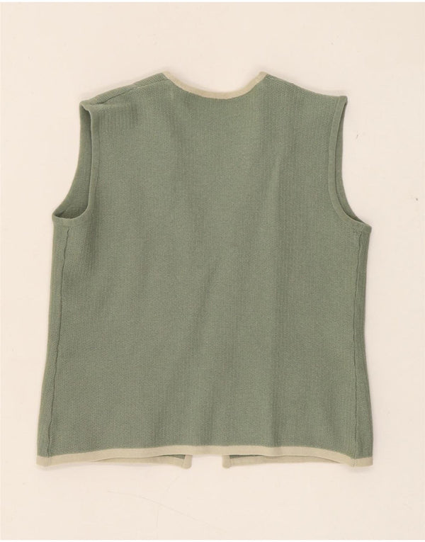 Vintage damestrikket vest UK 8 Lille grøn stribet retro