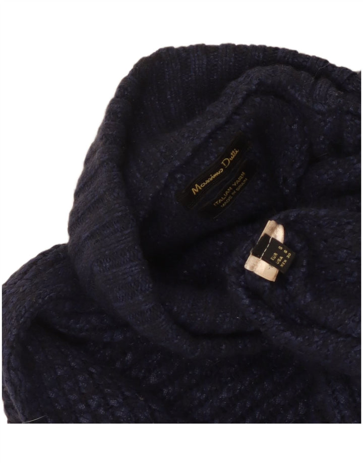 Massimo Dutti Dame Turtle Neck Jumper Sweater UK 10 Small Navy Blue