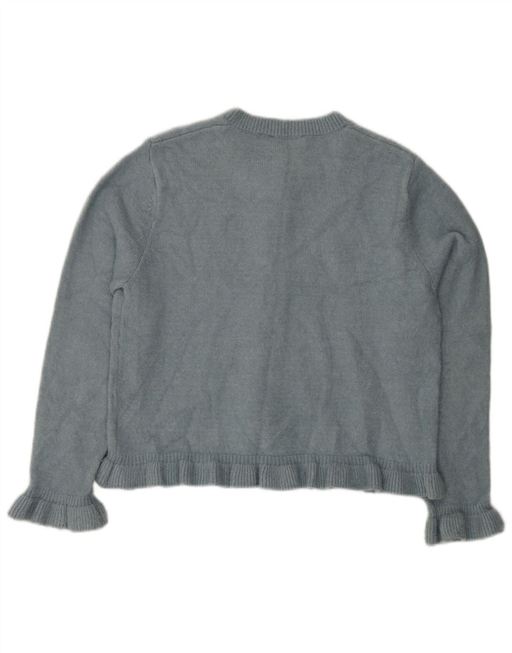 Zara Dame Cardigan Sweater UK 14 Medium Blue Polyester