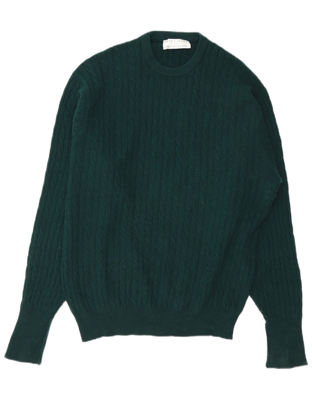 LYLE & SCOTT Mens Crew Neck Jumper Sweater Medium Green Cashmere Vintage Lyle & Scott and Second-Hand Lyle & Scott from Messina Hembry 