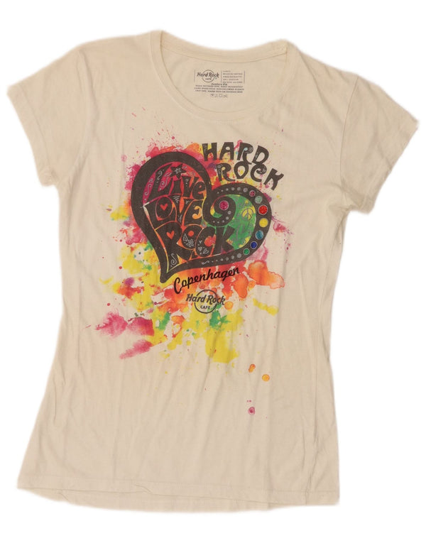 Hard Rock Cafe Girls Copenhagen Grafisk T-Shirt Top 13-14 År Stor Hvid