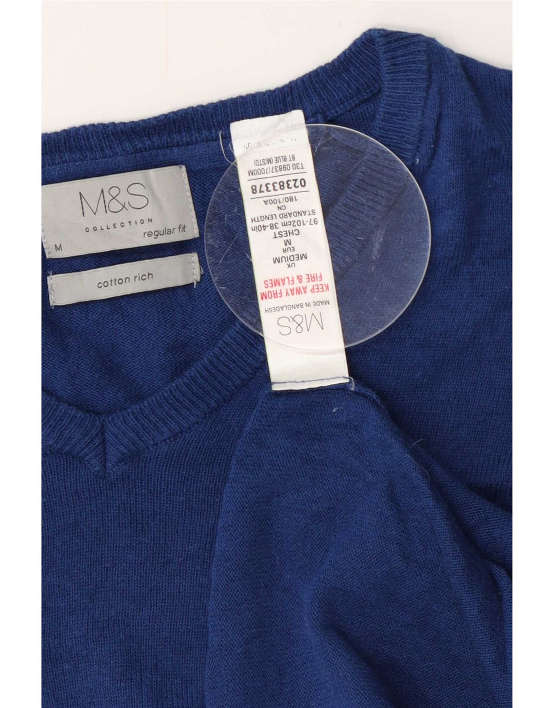 Marks & Spencer Herre Regular Fit V-hals sweater mellemblå bomuld