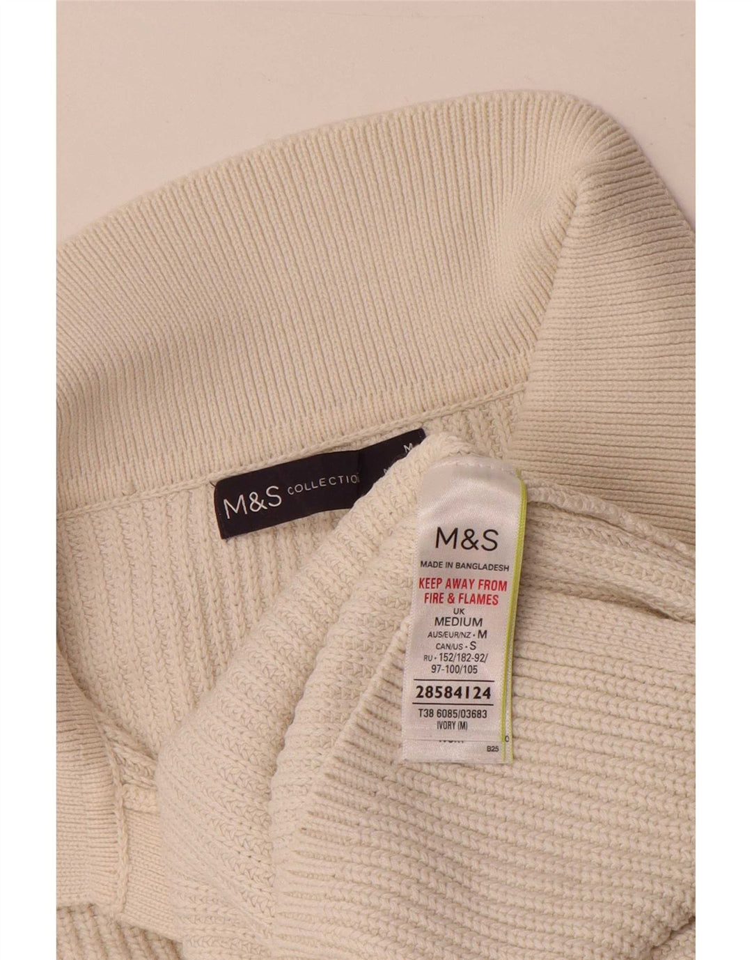 Marks & Spencer Dame Oversized UK 14 Medium Off White Bomuld