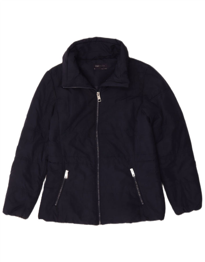 Marks & Spencer polstret jakke til kvinder UK 10 Lille marineblå polyester