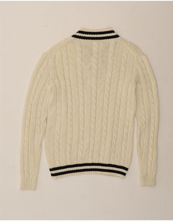 Charles Tyrwhitt Herre V-hals sweater Medium Off White Stribet bomuld