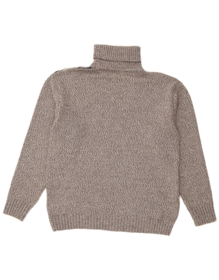 Vintage Herre rullehals sweater stor grå stribet uld