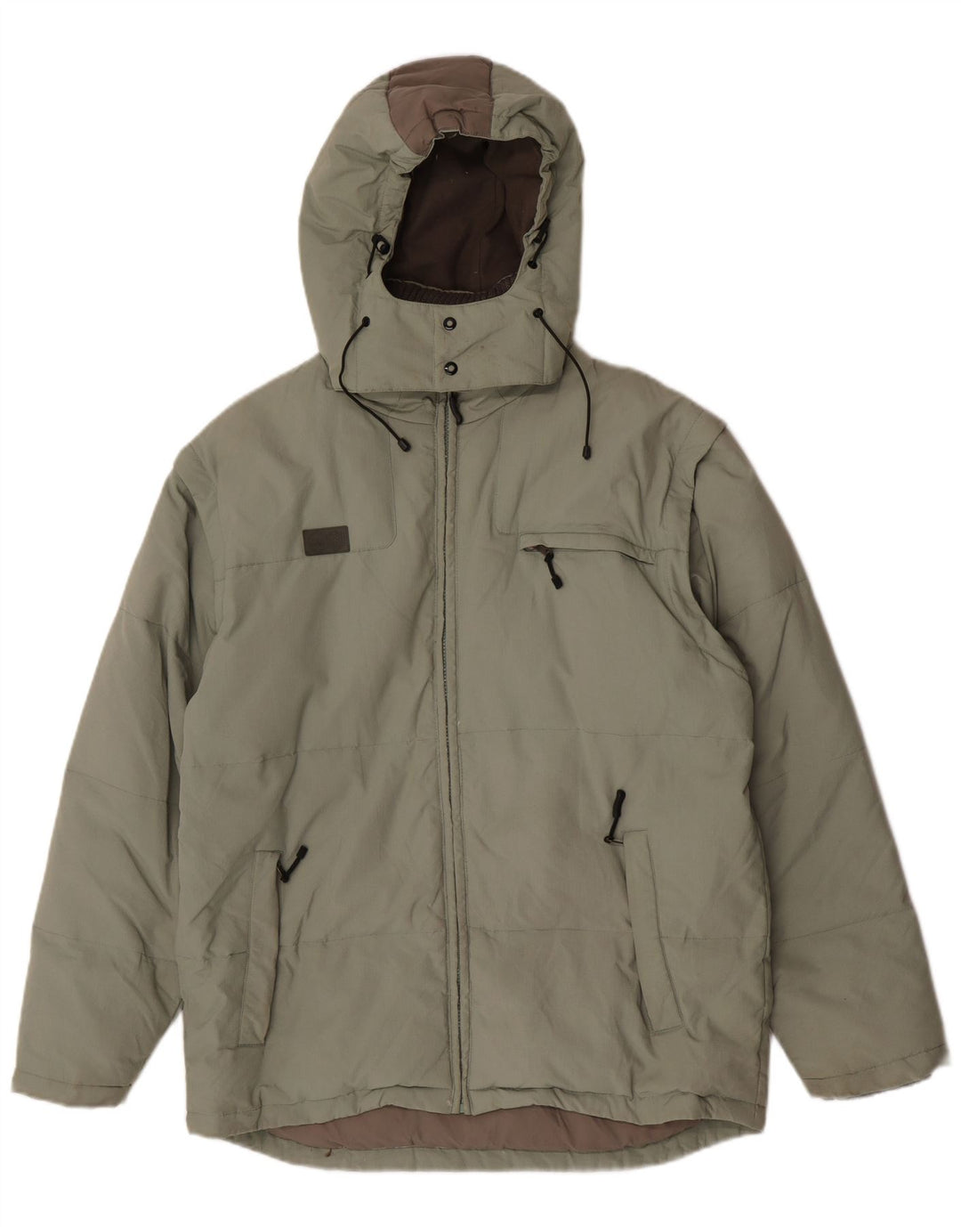 Fila Herre hættepolstret jakke UK 40 Stor Khaki Polyamid