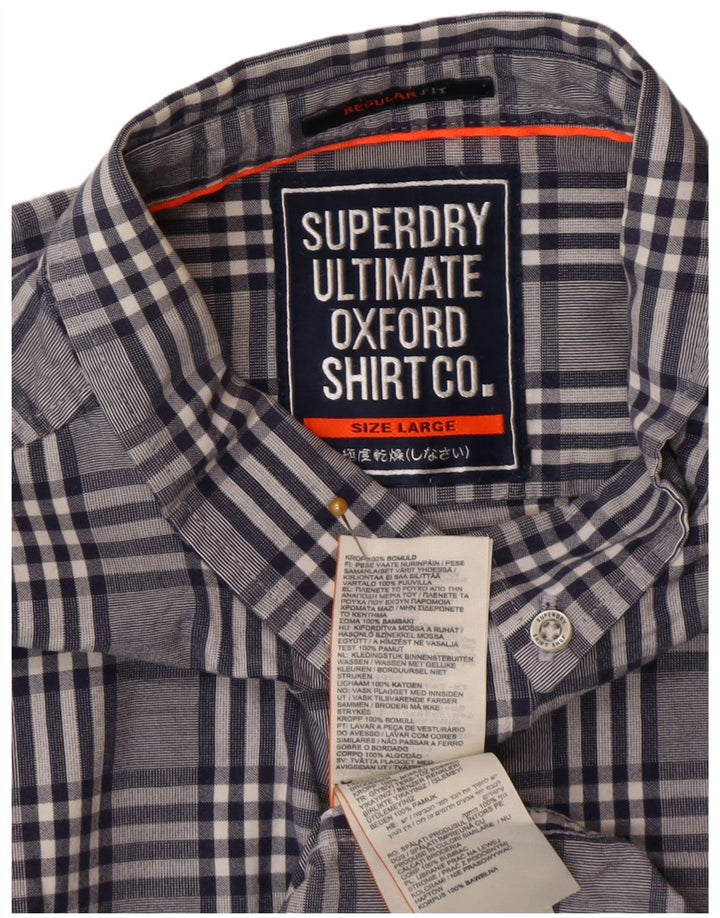 Superdry skjorte med normal pasform til mænd, stor blå ternet bomuld