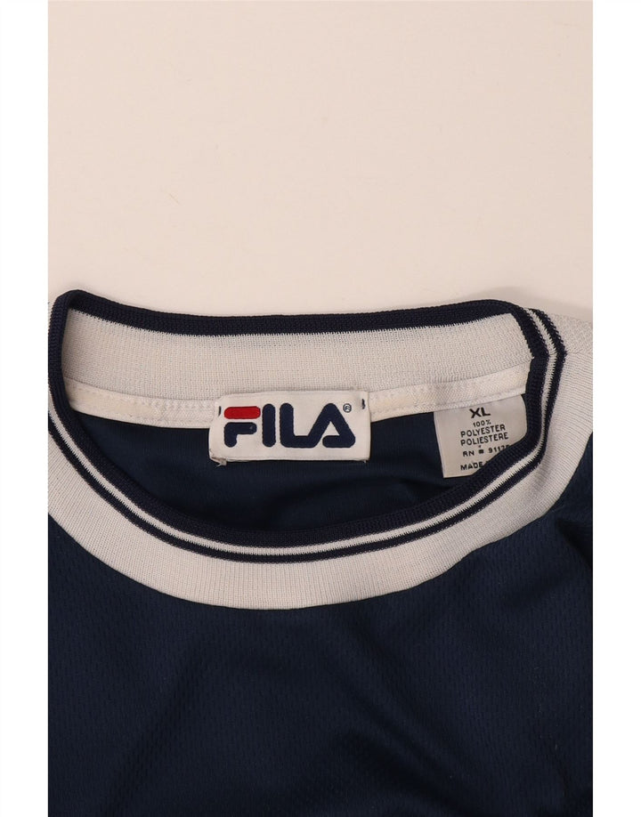 FILA Herre T-Shirt Top XL Marineblå Polyester