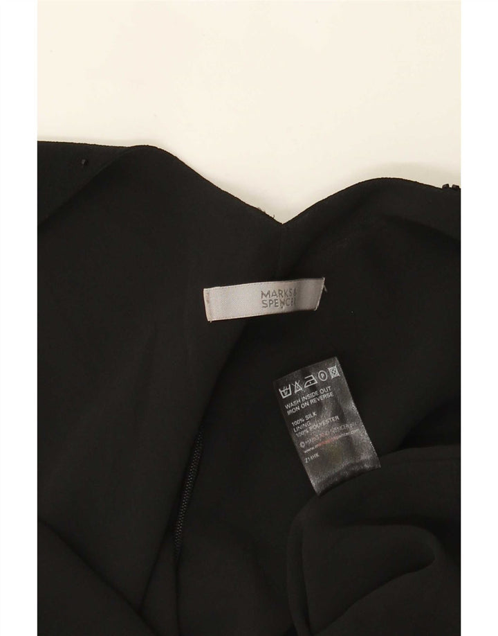 Marks & Spencer Dame ærmeløs bluse Top UK 14 Medium Sort Silke