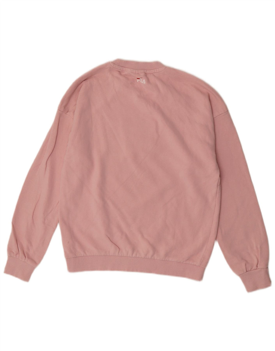 Fila Dame Grafisk Sweatshirt Jumper UK 14 Medium Pink Bomuld