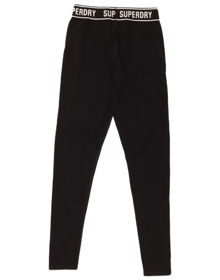 SUPERDRY Grafiske Leggings til kvinder UK 8 Lille sort bomuld
