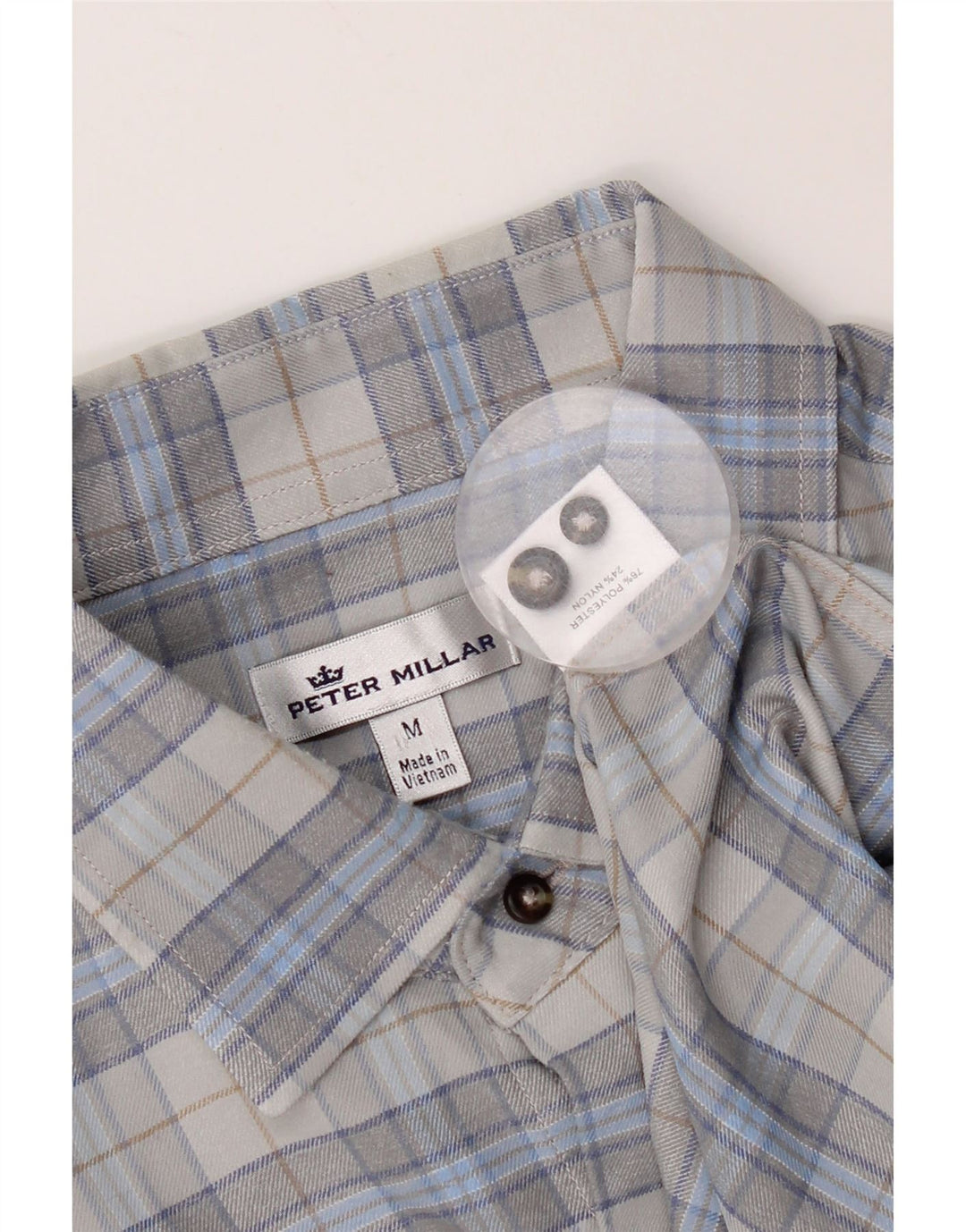 Peter Millar Herre flannel skjorte mellemgrå ternet polyester