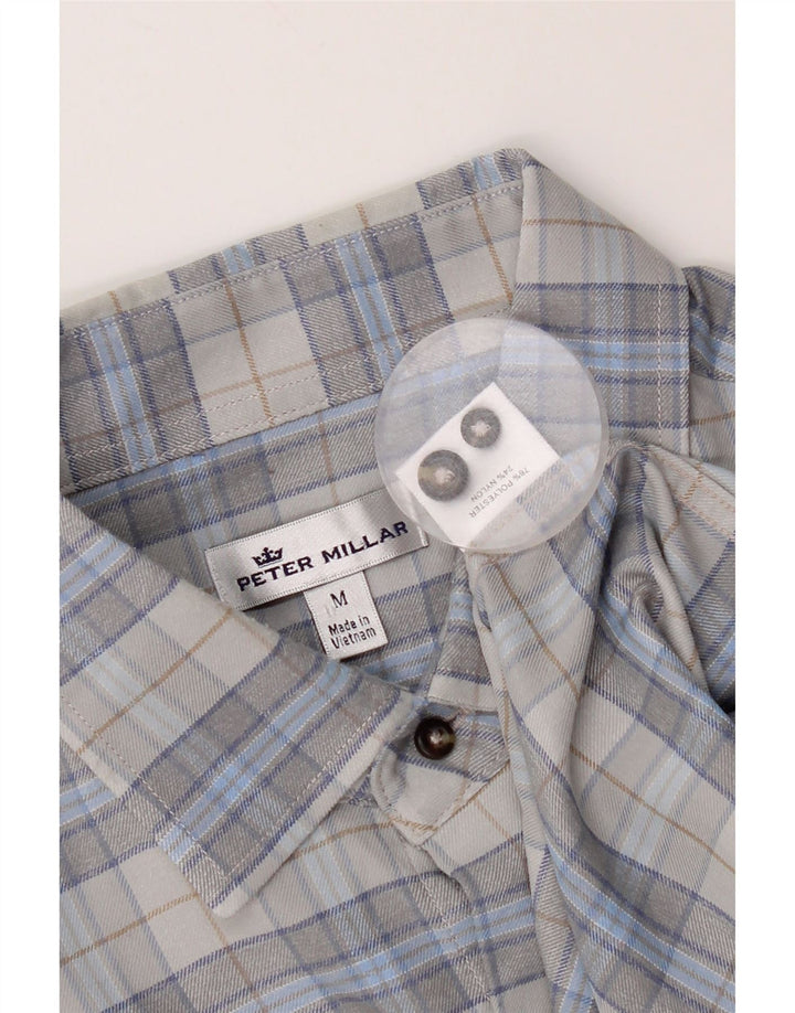 Peter Millar Herre flannel skjorte mellemgrå ternet polyester