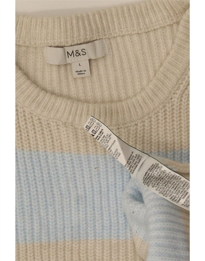 Marks & Spencer Dame sweater med rund hals DK 14 Medium Beige Stribet