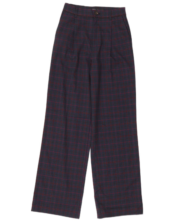 Zara Højtaljede Chinobukser til kvinder XS W24 L32 Marineblå Houndstooth