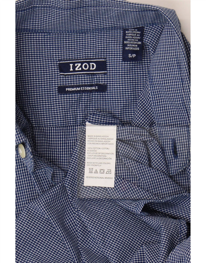 IZOD Mens Shirt Small Navy Blue Gingham Cotton Vintage Izod and Second-Hand Izod from Messina Hembry 
