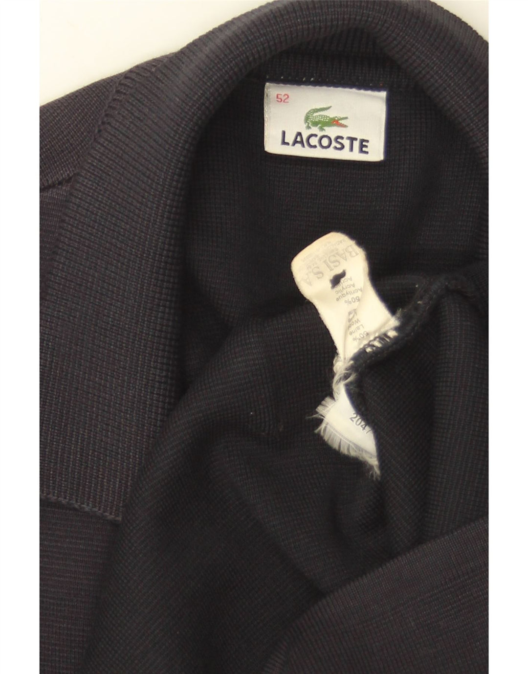 Lacoste Herre Cardigan Sweater IT 52 Stor Marineblå Uld
