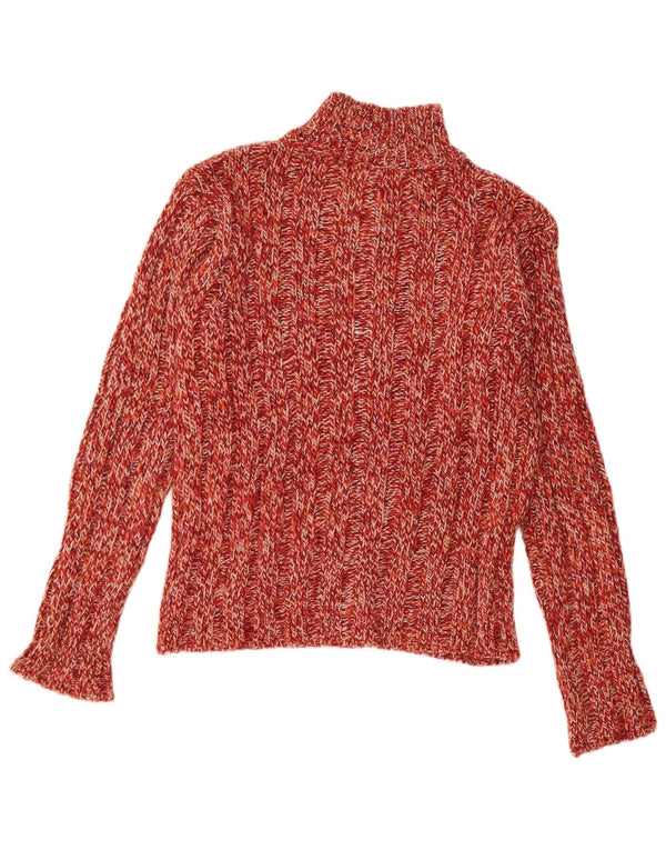 Vintage Kvinders Turtle Neck Jumper Sweater UK 14 Large Red Flecked Acryl