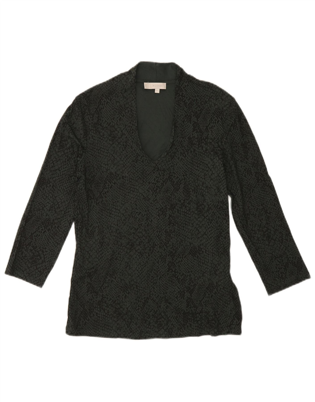 HOBBS Dame Top 3/4 ærme UK 6 XS Grøn Animal Print Viscose