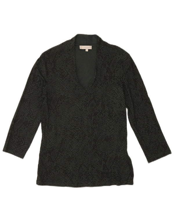 HOBBS Dame Top 3/4 ærme UK 6 XS Grøn Animal Print Viscose