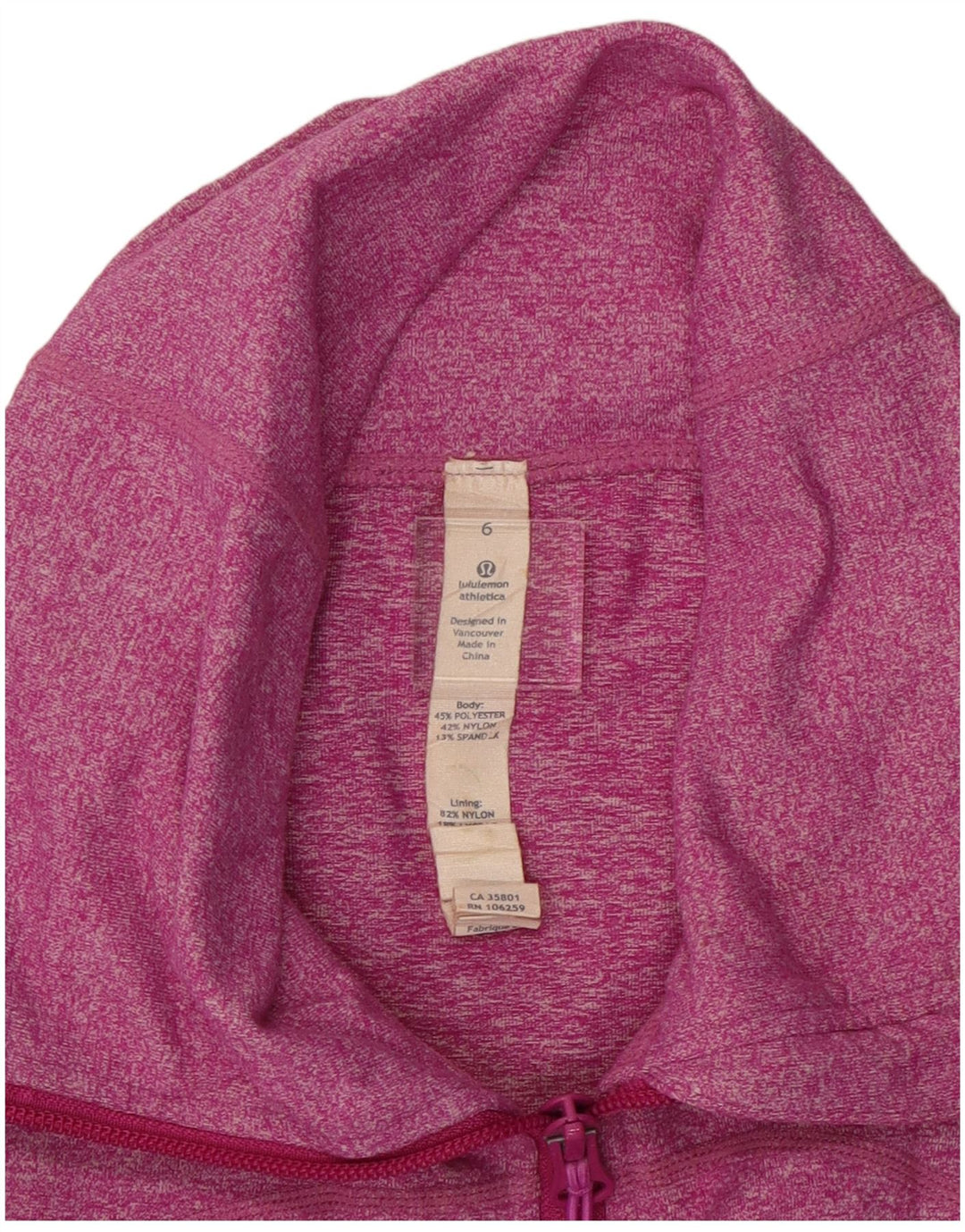 Lululemon træningsdragt topjakke til kvinder US 6 Medium Pink Flecked Polyester