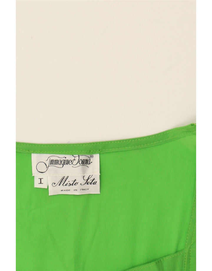 VINTAGE Womens See Through Blouse Top UK 12 Medium Green Acetate Vintage Vintage and Second-Hand Vintage from Messina Hembry 