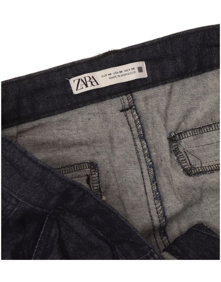 Zara Dame Cropped Trousers EU 40 Medium W30 L25 Navy Blue