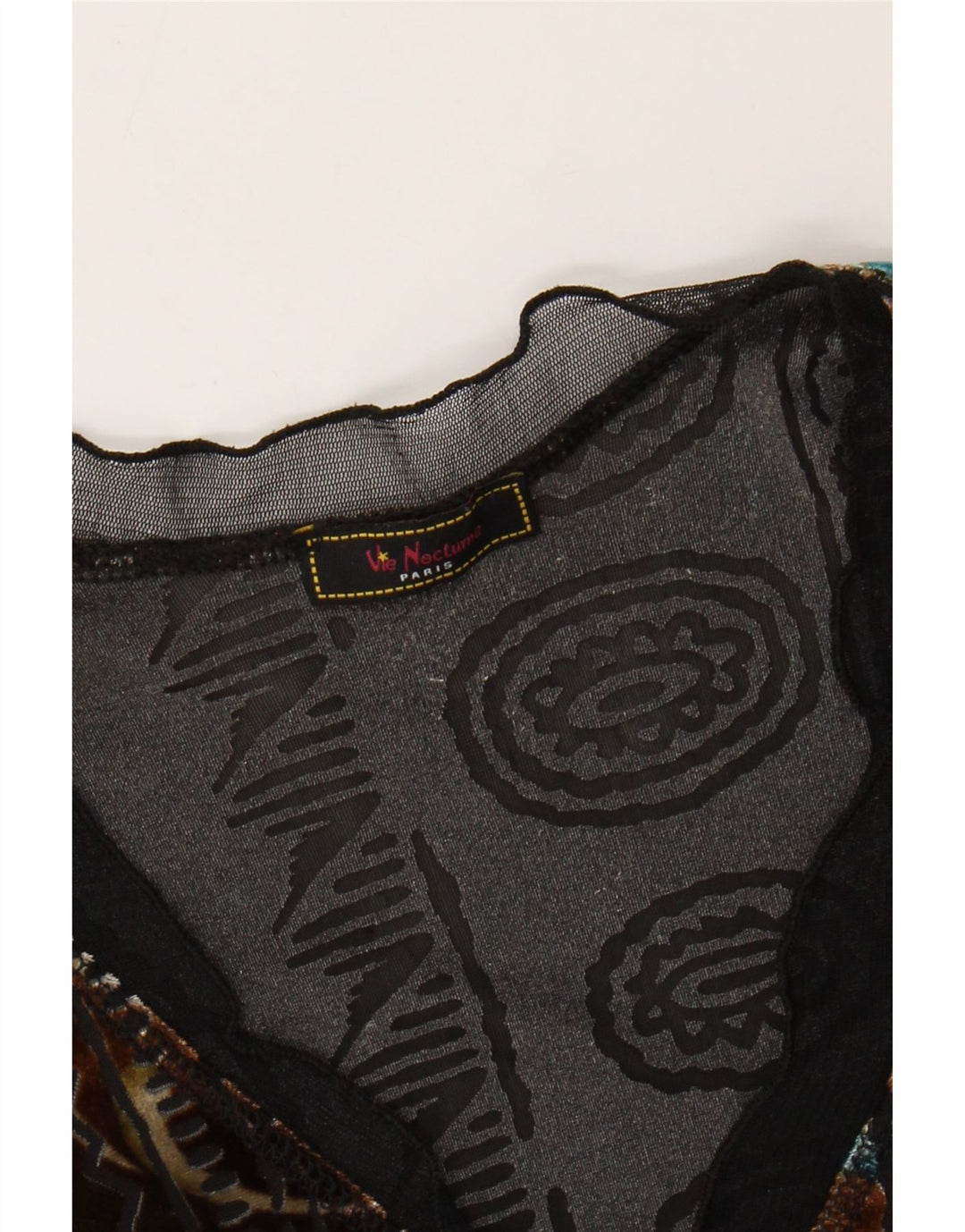 Vintage Dame Velvet Top Langærmet UK 6 XS Multicolored Floral