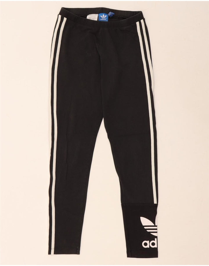 ADIDAS Grafiske Leggings til kvinder UK 10 Lille sort bomuld