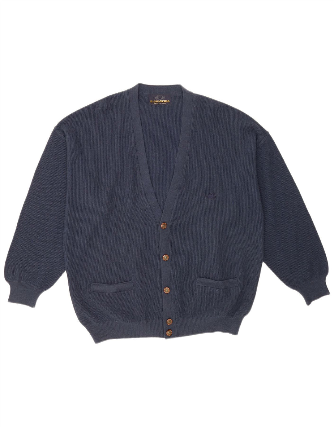 Il Granchio Herre Cardigan Sweater Large Navy Blue Wool