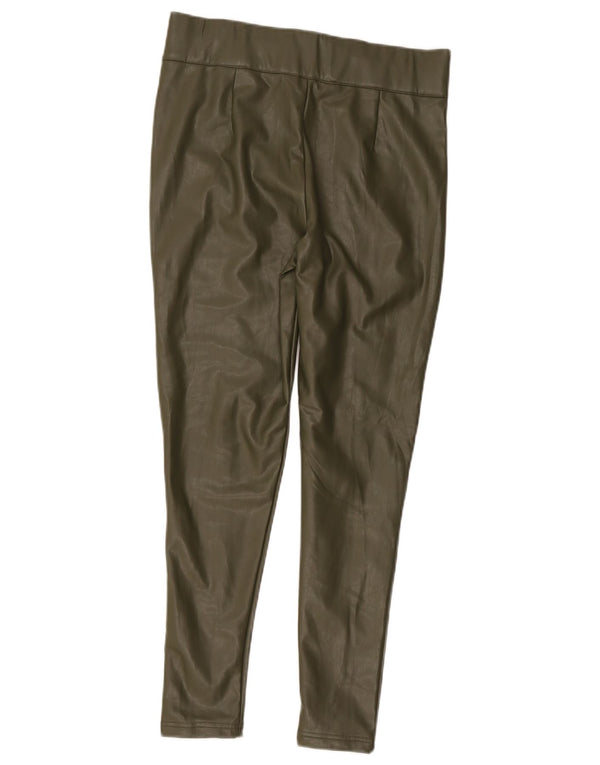 Marks & Spencer Dame imiteret læder Leggings UK 12 Medium Khaki Polyester