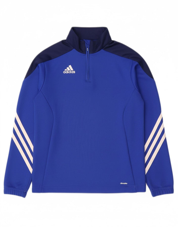 ADIDAS Boys Climalite Pullover Tracksuit Top 9-10 Years Medium  Blue