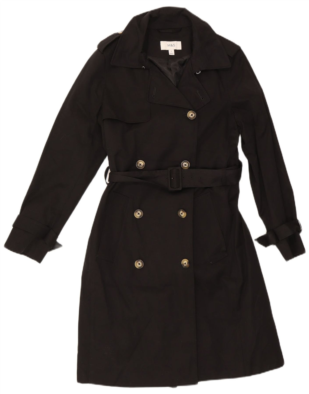 Marks & Spencer dobbeltradet trenchcoat til kvinder DK 10 Lille sort
