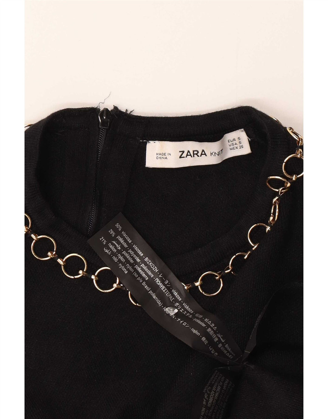 Zara Womens Crop Bluse Top UK 10 Small Black Viscose