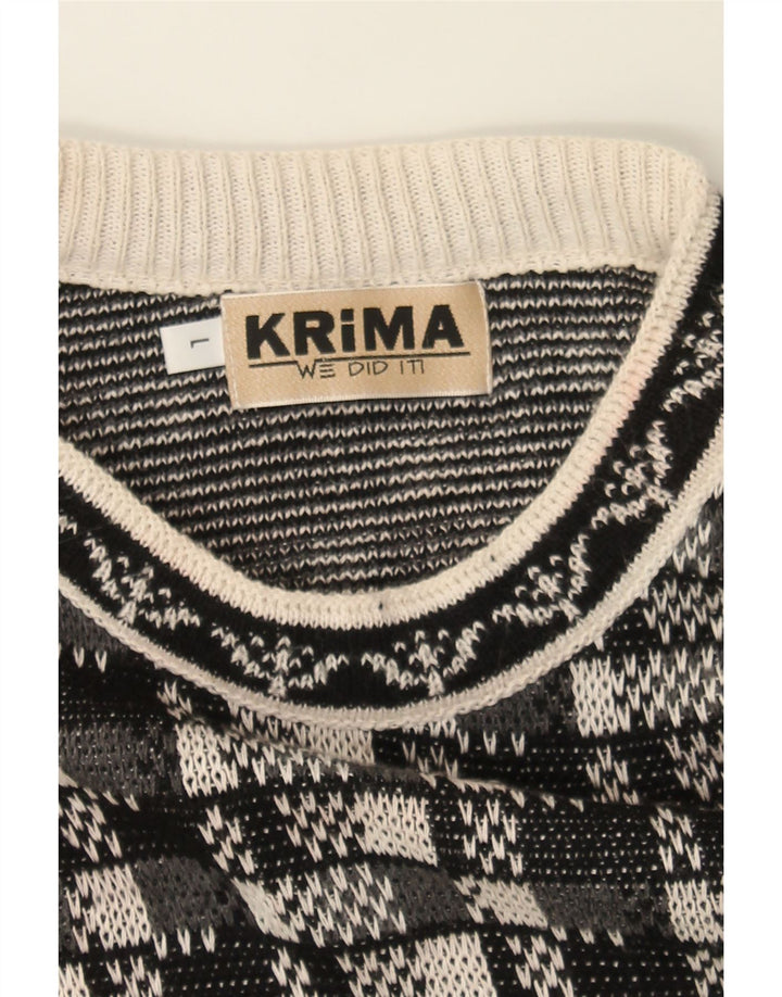 VINTAGE Mens Crew Neck Jumper Sweater Large Black Geometric Vintage Vintage and Second-Hand Vintage from Messina Hembry 