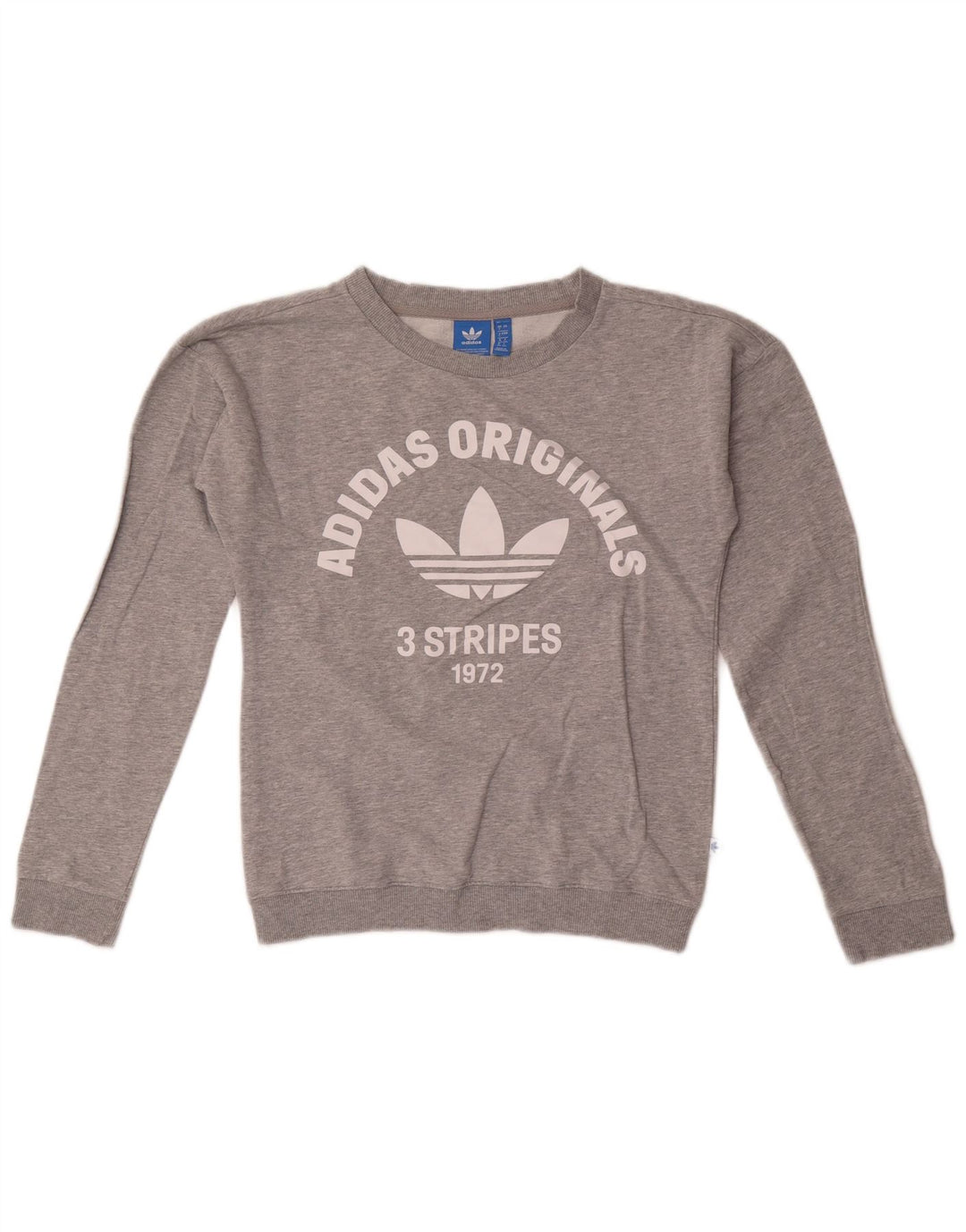 Adidas Dame Grafisk Sweatshirt Jumper UK 8 Lille Grå