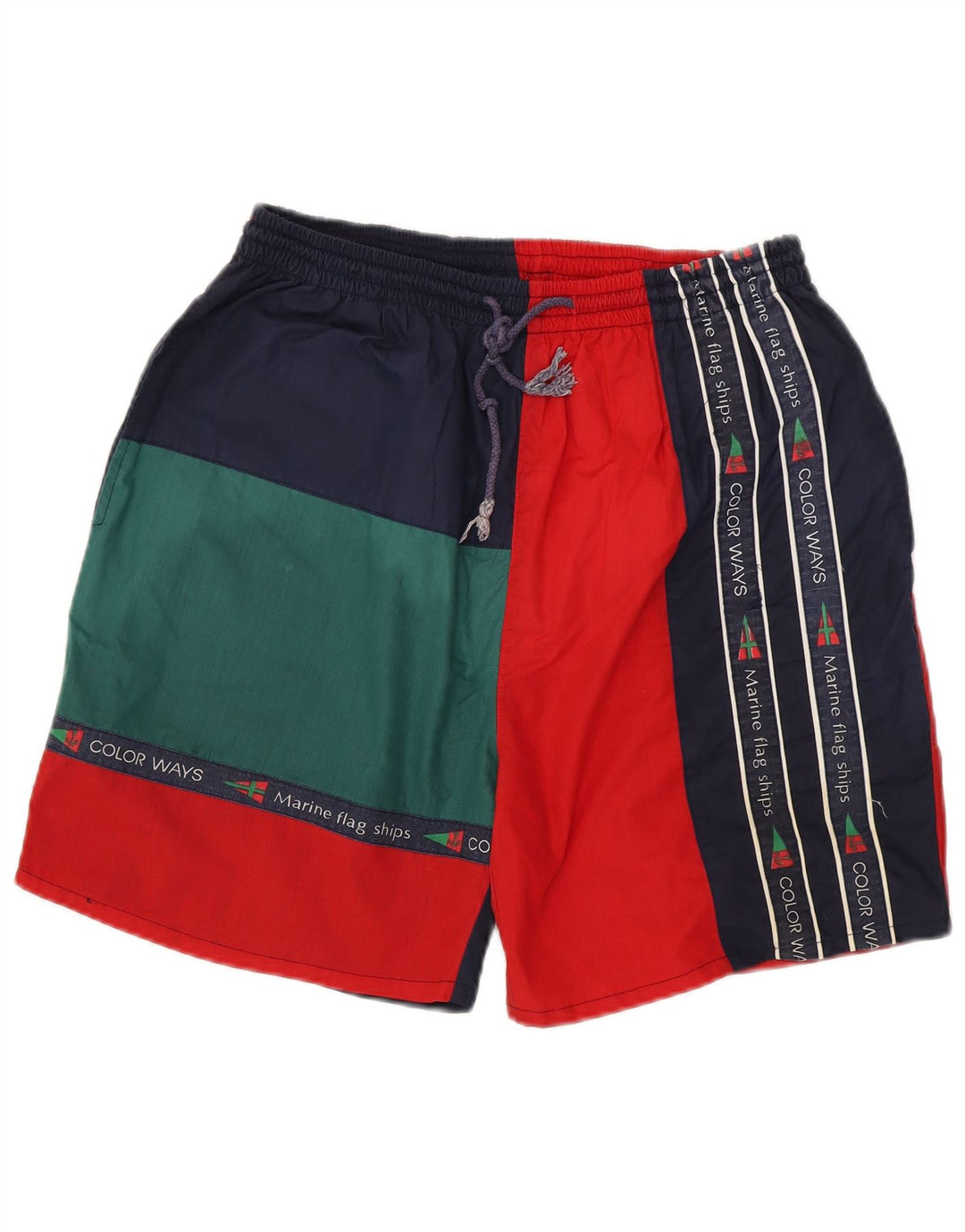 Vintage herre grafiske sportsshorts XL flerfarvet Colourblock Polyester