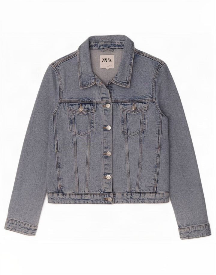 Zara Dame Denim Jacket UK 14 Large Blue