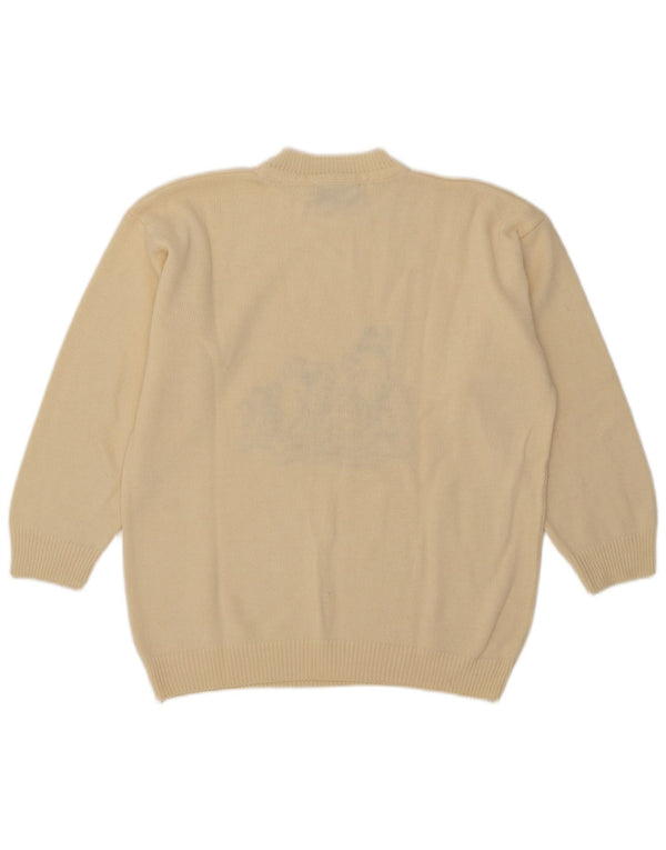Cristal Paul Dame Grafisk Crew Neck Jumper Sweater UK 18 XL Off White