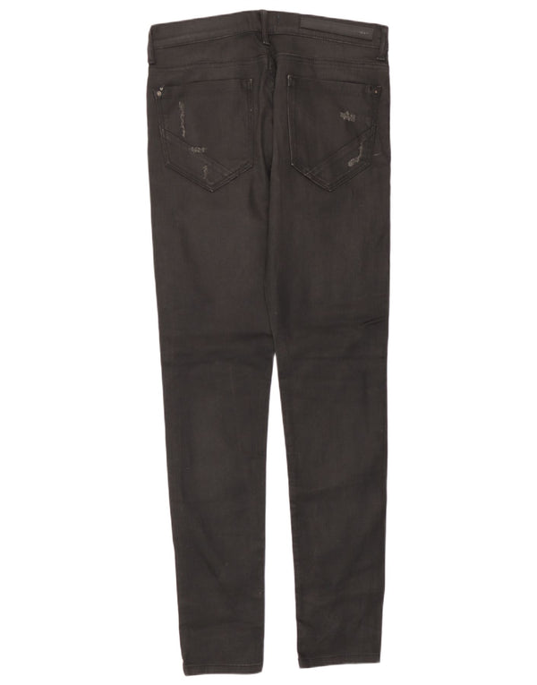 Zara Mens Distressed Skinny Jeans EU 44 Large W34 L31 Black Bomuld