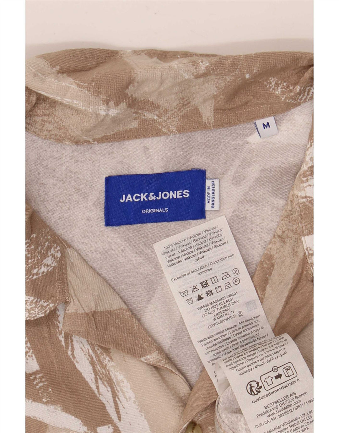 Jack & Jones Herre abstrakt mønster kortærmet skjorte medium beige viskose