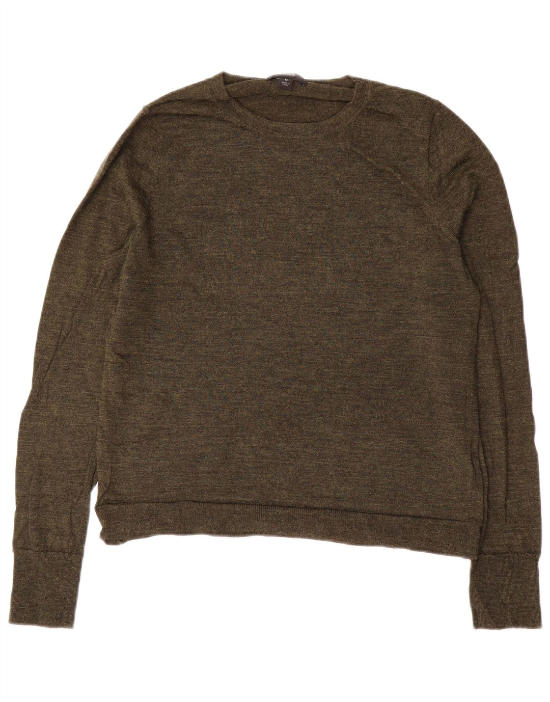 J. CREW Dame Boat Neck Jumper Sweater UK 14 Medium Khaki Merino Wool