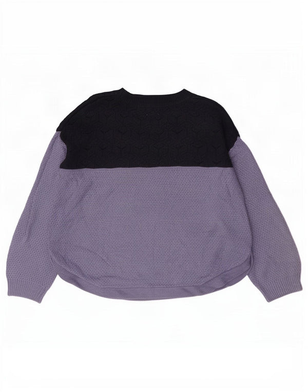 Fat Face Dame Boat Neck Jumper Sweater UK 12 Medium Purple Colourblock