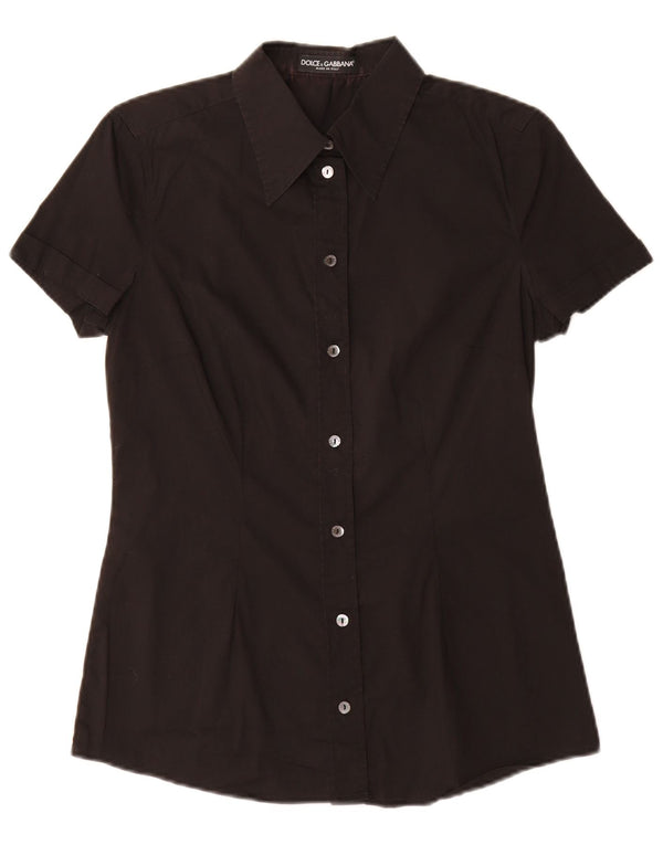 Dolce & Gabbana Kortærmet Dameskjorte IT 42 Medium Sort Bomuld